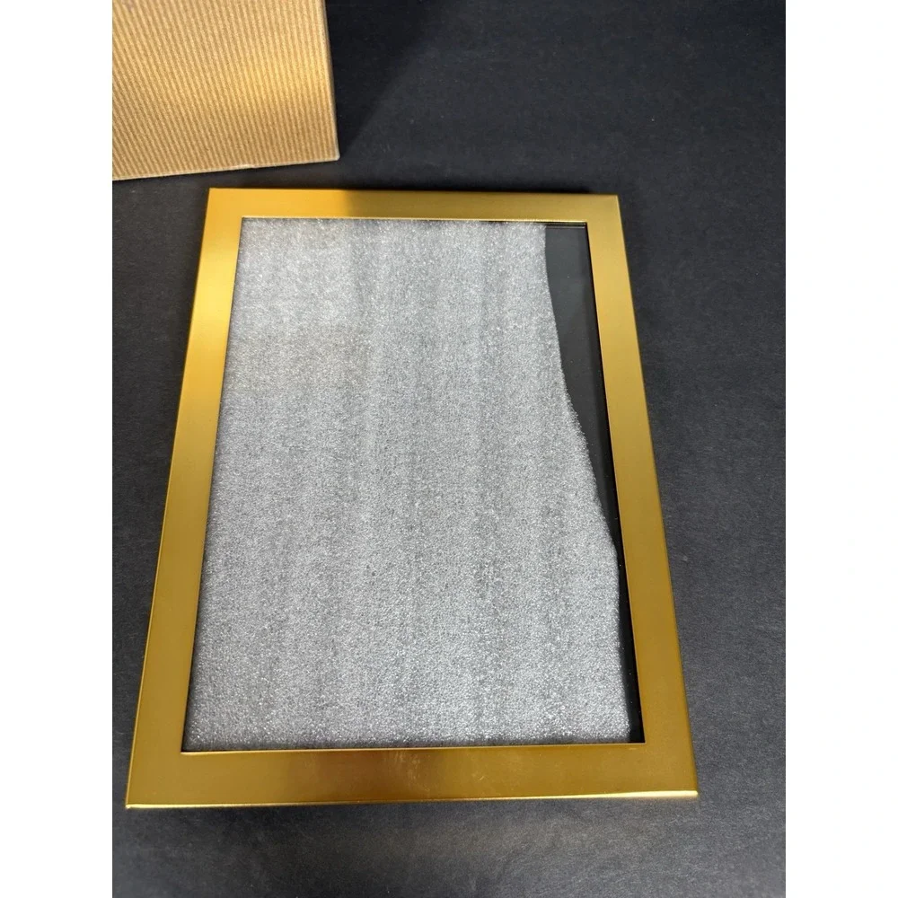Pottery Barn Accents Modern Brass 5x7 Picture Frame Gold Original Box